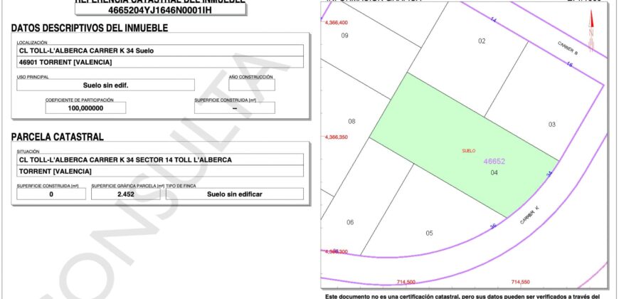 Solar Uso Terciario en Torrente – 2.452 m2